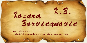 Kosara Borvičanović vizit kartica